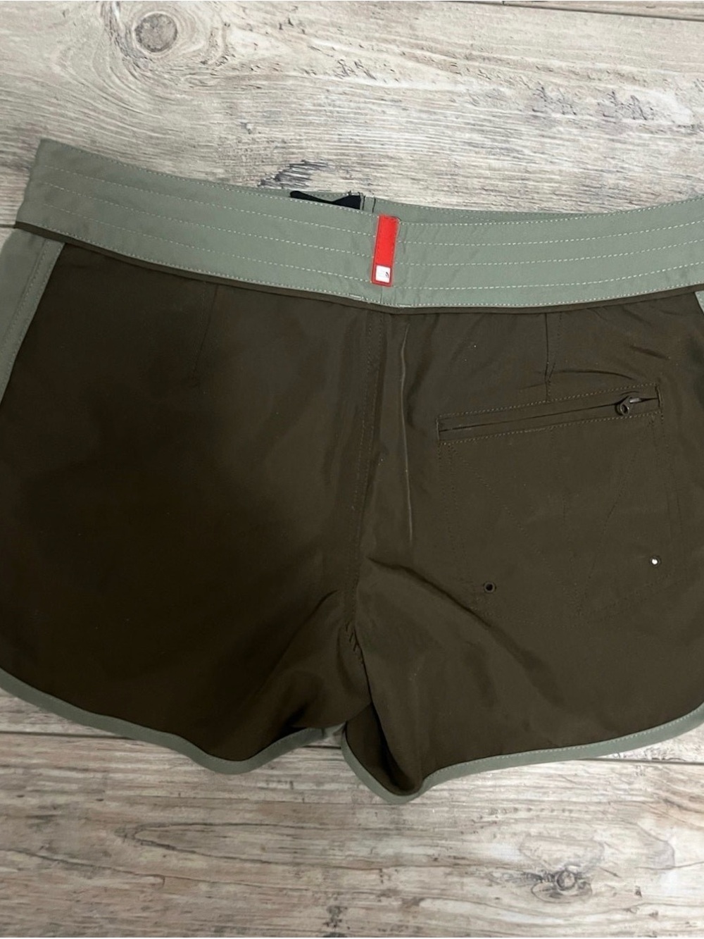 The North Face Olive Green Swim Trunks with Sage Waistband